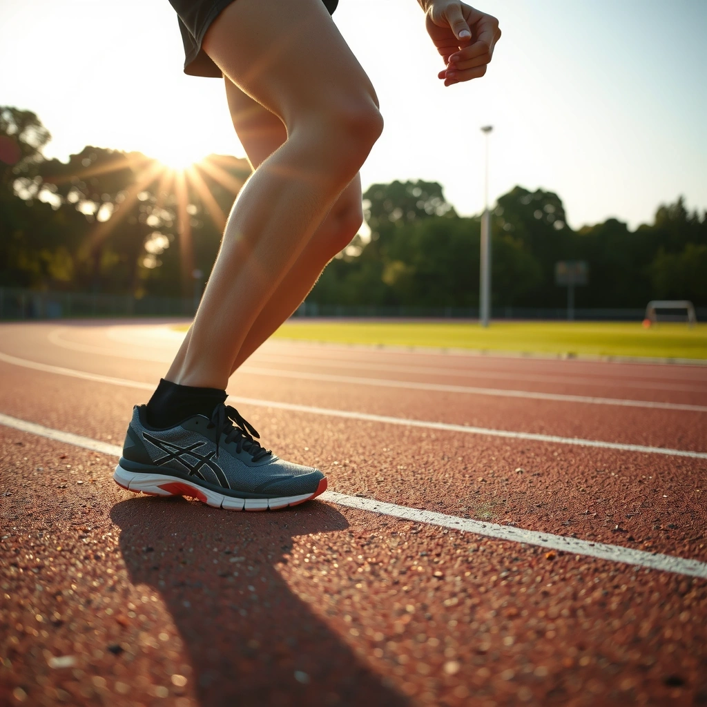 Läuferin beim Training in der Morgensonne