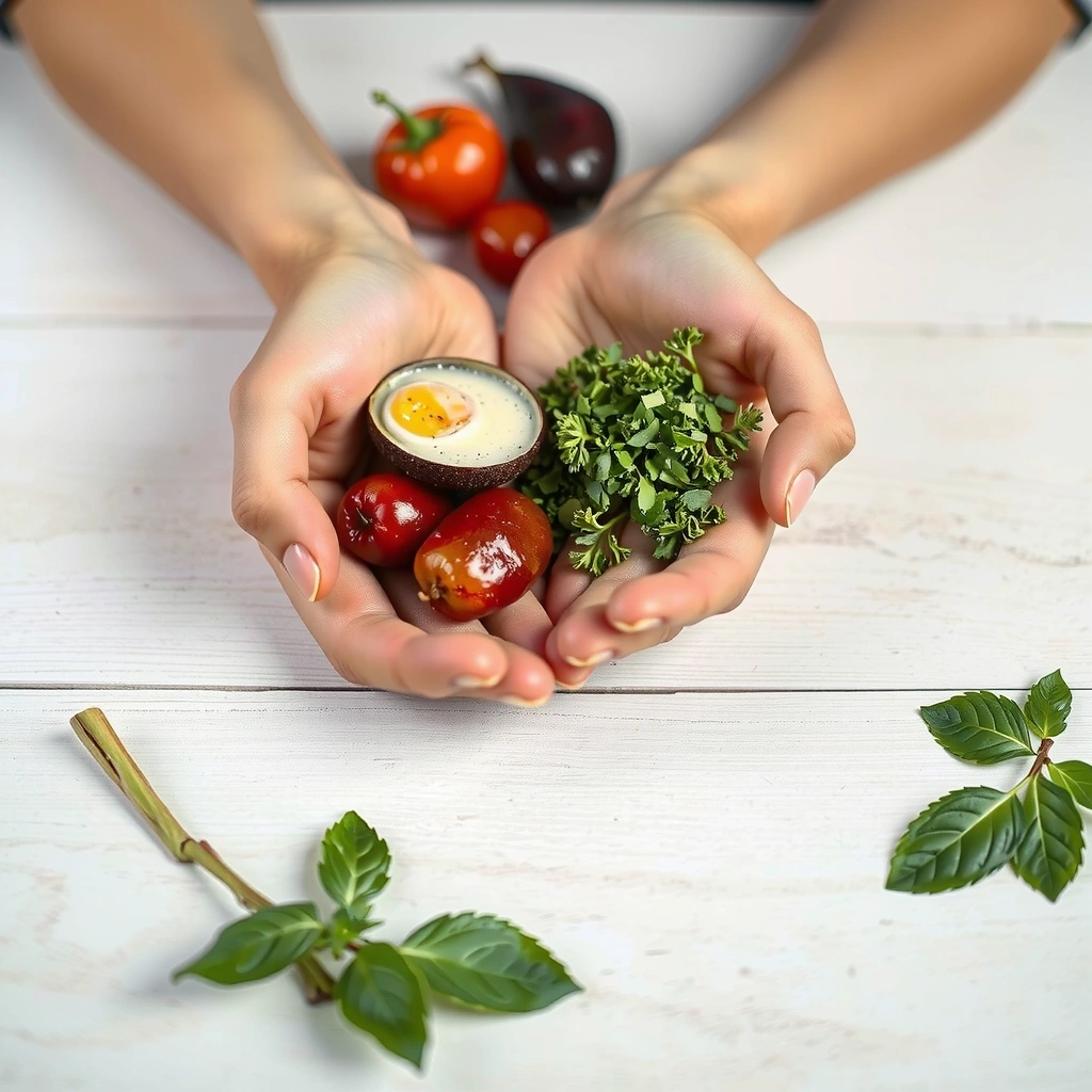 Frische Zutaten in Händen